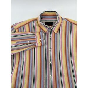 Etro Milano Shirt Mens 42 Dress Button Up Striped Long Sleeve Made in Italy